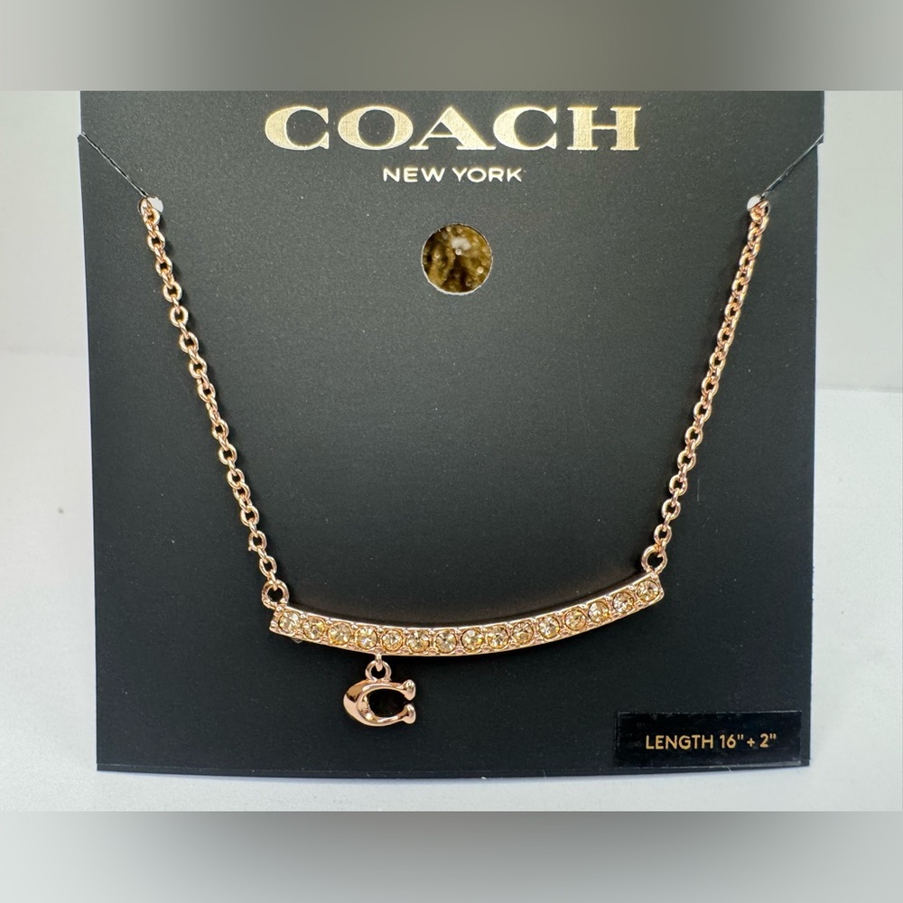 Coach Rose Gold Crystal Pave Necklace
